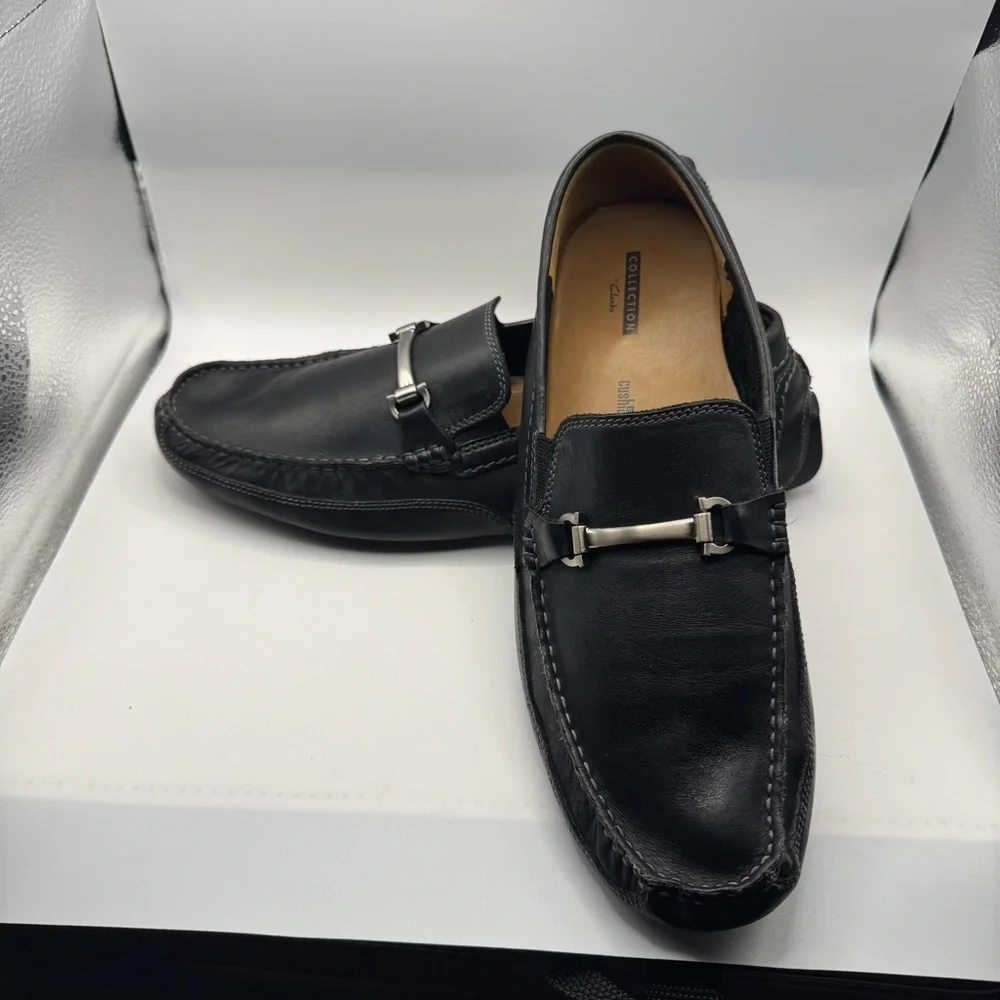 Clark’s Men's Black Leather Loafers Slip-On Dress‎ Loafers Black Size 11.5